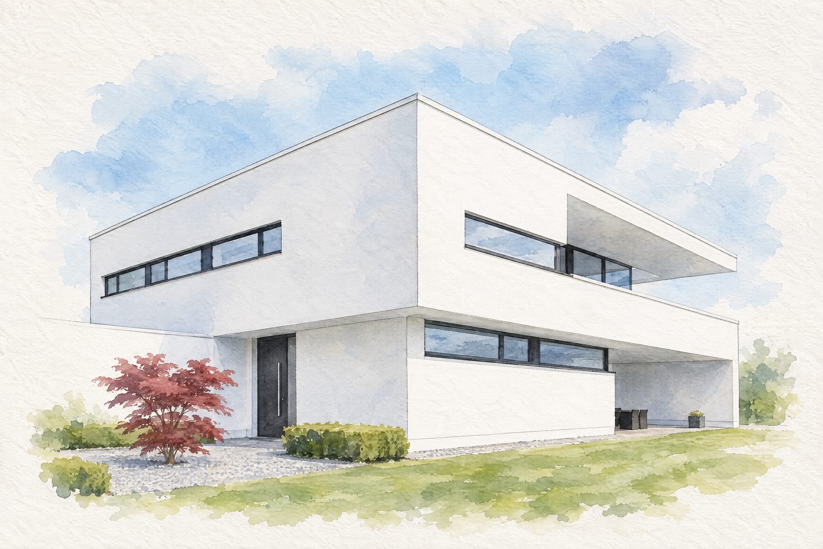Dasselbe Haus als Aquarell