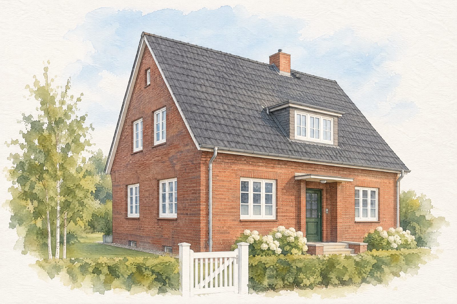 Dasselbe Haus als Aquarell